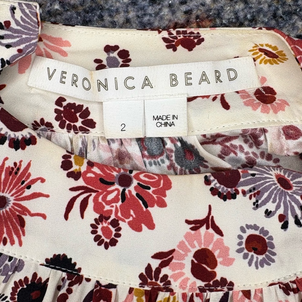 Veronica Beard Fey mock-neck floral silk blouse top size 2 - Picture 11 of 16